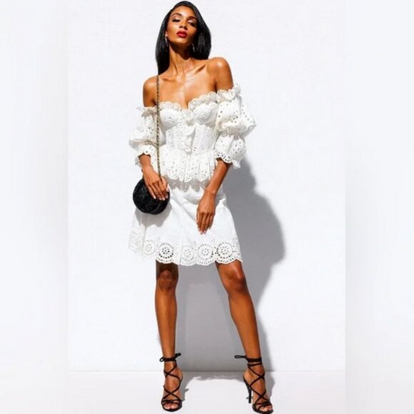 Tom Ford White Broderie Anglaise Off-Shoulder Blouse - Picture 4 of 4